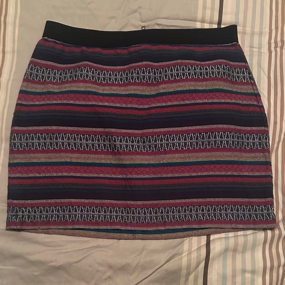 American Eagle Outfitters Striped Knit Mini Skirt - Black, Pink & Navy